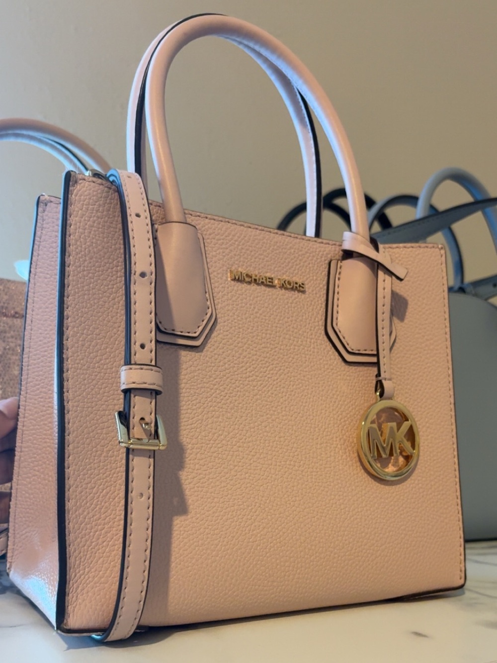 NWOT Pink Michael Kors Mercer Medium Pebbled Leather Crossbody Bag